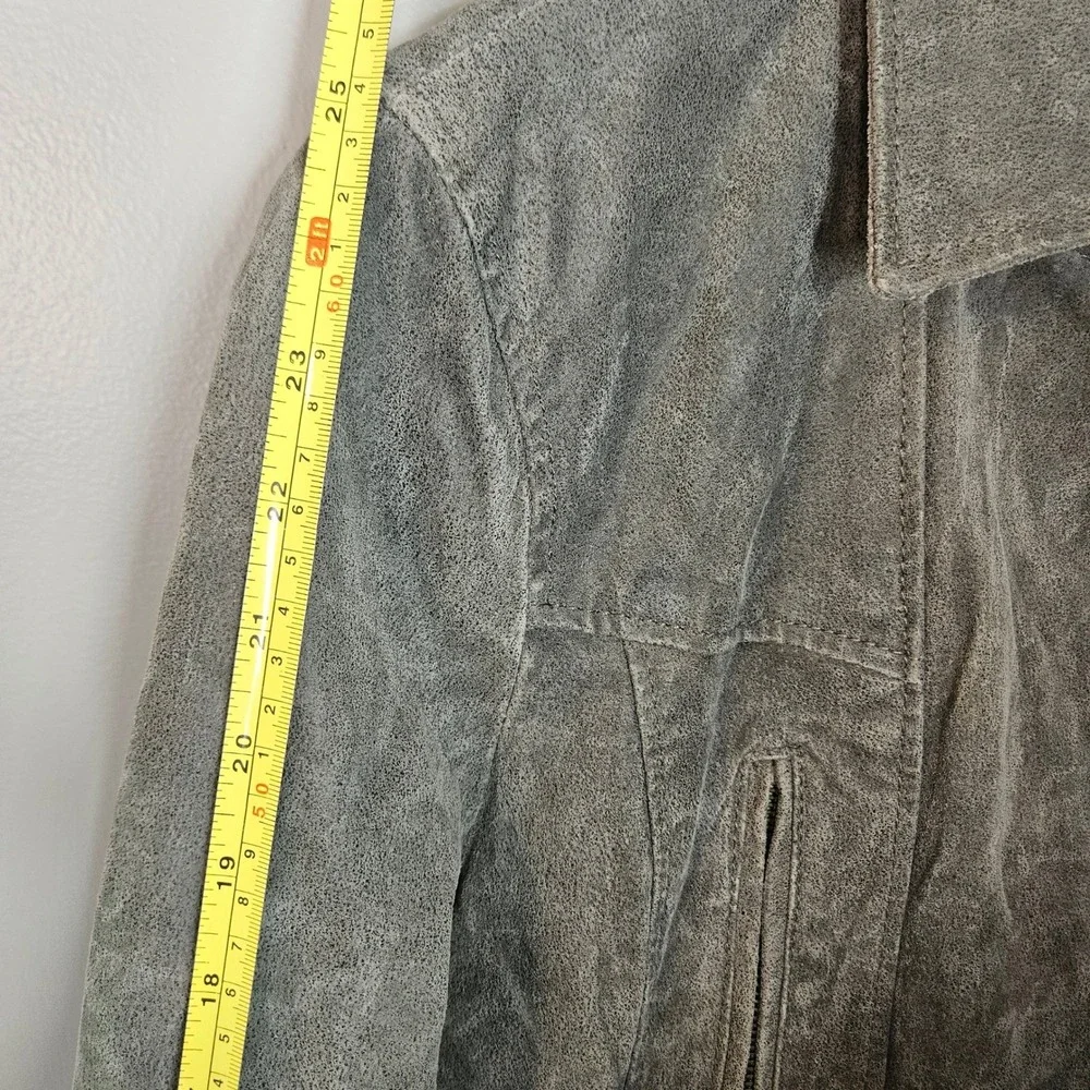 Levis Womens Gray Genuine Suede Leather Moto Biker Jacket Asymmetric Zip Medium?